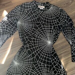 Vixen by Micheline Pitt Black and White Spiderweb Top